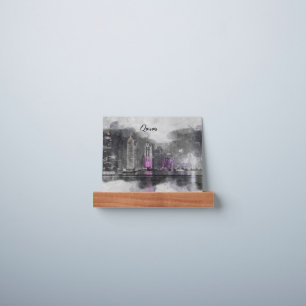Watercolor Night Qatar Postcard – Arabian City Sky Picture Ledge