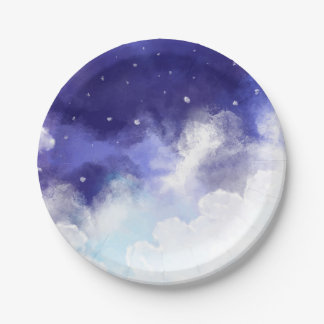 Watercolor Night Sky Abstract Fine Art Paper Plates