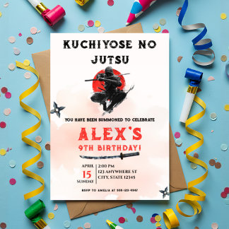 Watercolor Ninja Warrior Martial Arts Birthday Invitation
