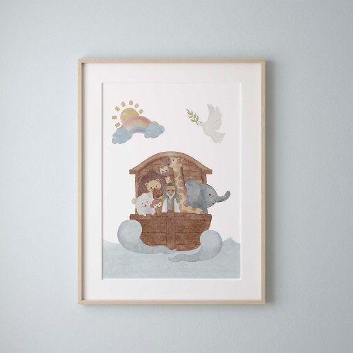 watercolor Noahs ark poster