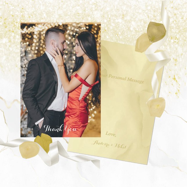 Watercolor Noelle Gold Thank You Card (Creator Uploaded)