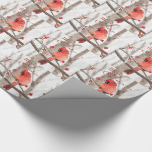 Watercolor Northern Cardinal Christmas Design Wrapping Paper