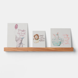 Watercolor Nursery Animals Picture Ledge