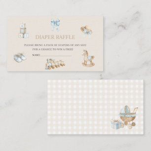  Watercolor Nursery beige  blue toys baby shower d Enclosure Card