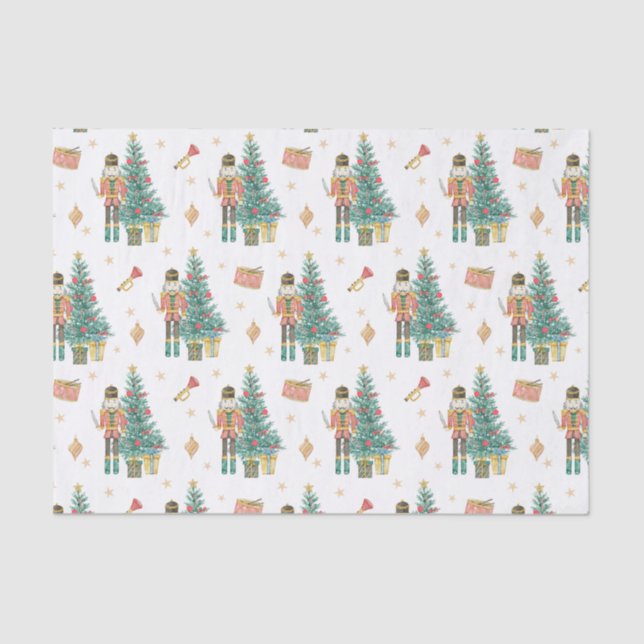 Watercolor Nutcracker and Christmas Tree   Tissue Paper (Front)