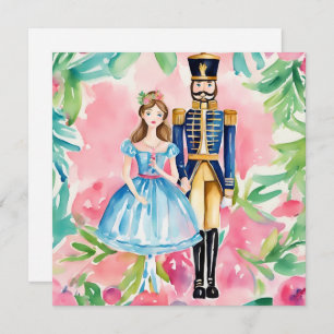Watercolor Nutcracker and Clara Christmas Holiday Card
