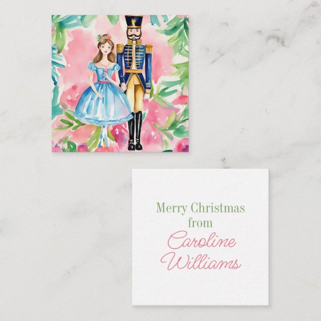 Watercolor Nutcracker and Clara Christmas Note Card (Front/Back)
