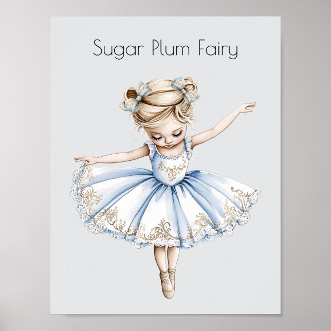 Watercolor Nutcracker Ballet Christmas Ballerina Poster (Front)