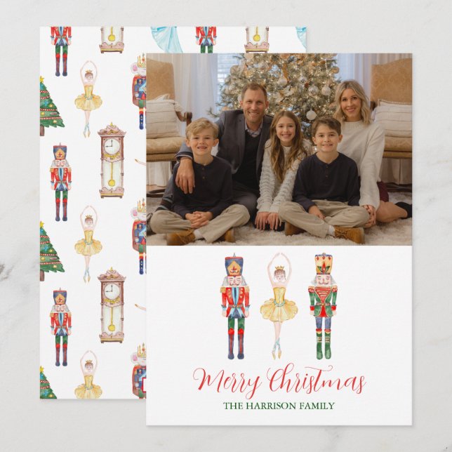 Watercolor Nutcracker Ballet Christmas Holiday Card (Front/Back)
