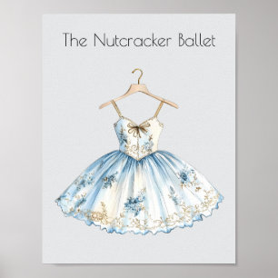 Watercolor Nutcracker Ballet Christmas Tutu Poster