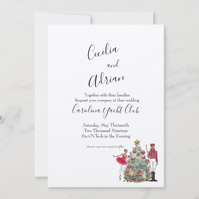 Watercolor Nutcracker Ballet Dancer Invitation (Front)
