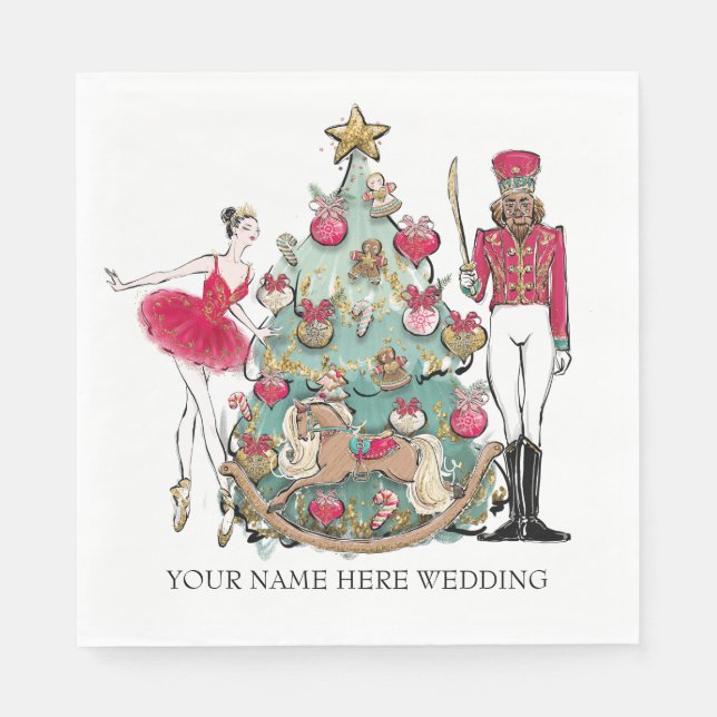 Watercolor Nutcracker Ballet Dancer Napkins (Front)