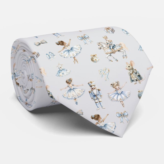 Watercolor Nutcracker Ballet Pattern Neck Tie (Rolled)