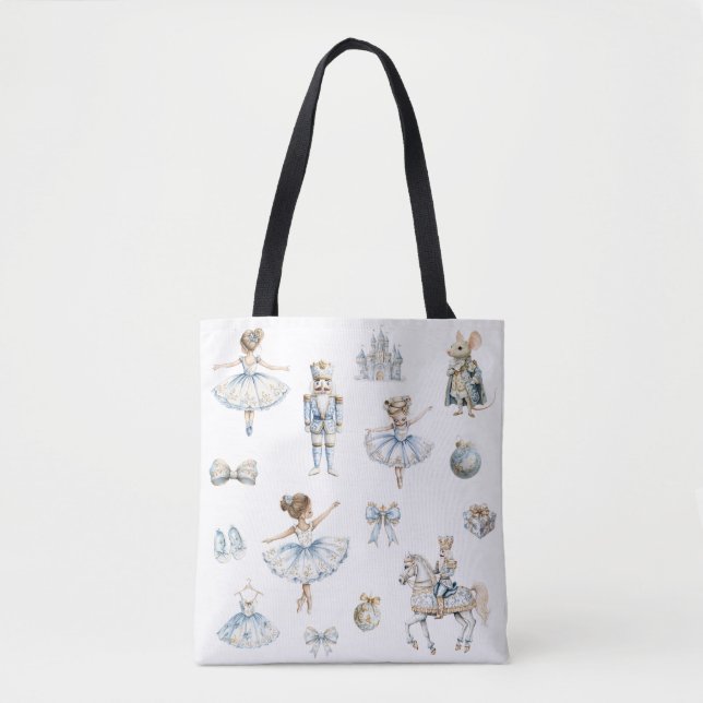 Watercolor Nutcracker Ballet Pattern Tote Bag (Front)