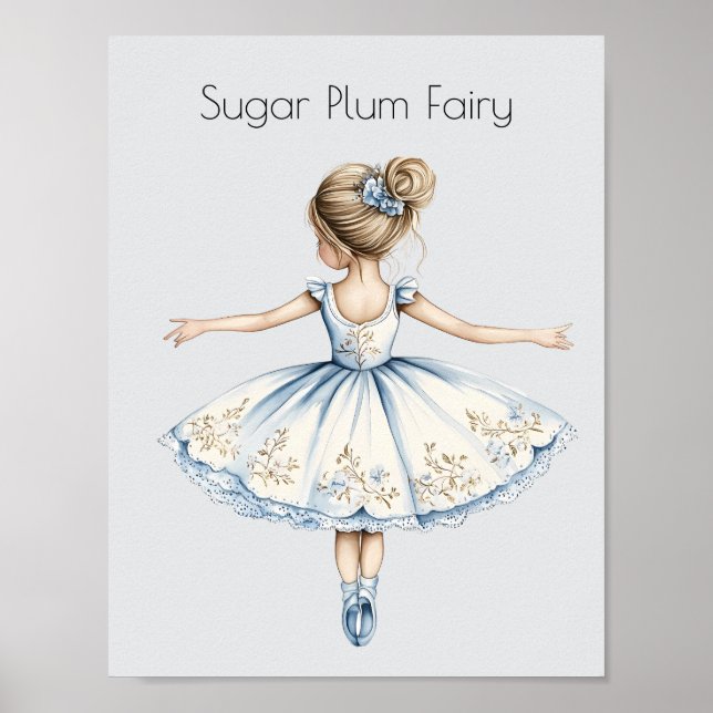Watercolor Nutcracker Ballet Sugar Plum Fairy Poster (Front)