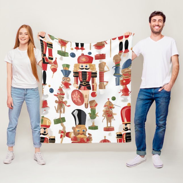 watercolor nutcracker Christmas pattern Fleece Blanket (In Situ)