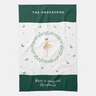watercolor nutcracker cute family christmas kitchen towel