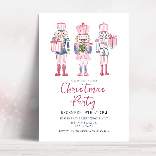 Watercolor Nutcracker Hand Drawn Christmas Party Invitation (Creator Uploaded)