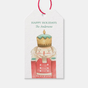 Watercolor Nutcracker Holly Christmas Holiday Gift Tags
