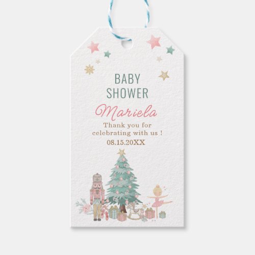 Watercolor Nutcracker Merry Christmas baby shower  Gift Tags