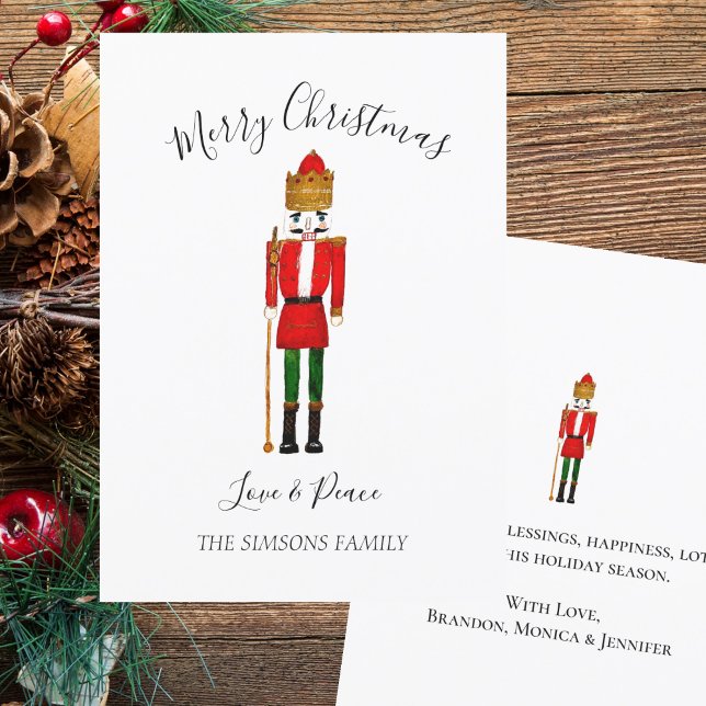 Watercolor Nutcracker Merry Christmas Festive Holiday Card (Creator Uploaded)