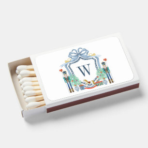 Watercolor Nutcracker Monogram Crest Christmas Matchboxes