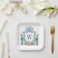 Watercolor Nutcracker Monogram Crest Christmas