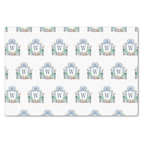 Watercolor Nutcracker Monogram Crest Christmas Tissue Paper