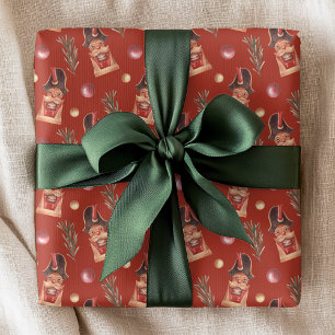 Watercolor Nutcracker Pine Christmas Holiday Wrapping Paper