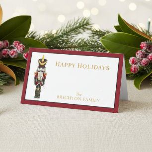 Watercolor Nutcracker Red Christmas Holiday Place Card