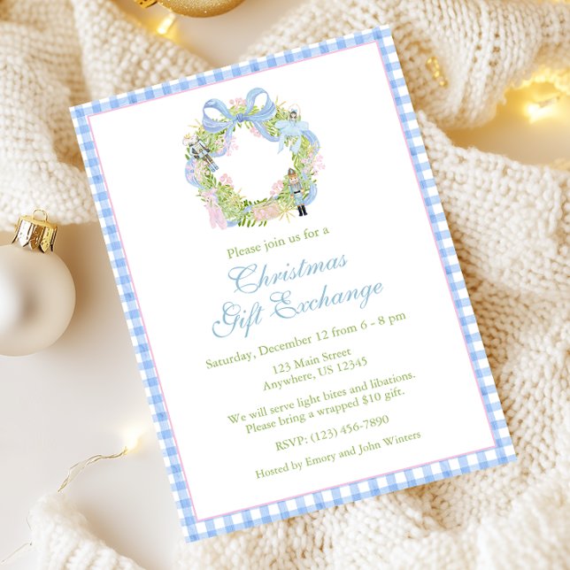 Watercolor Nutcracker Wreath Party Invitation (Creator Uploaded)