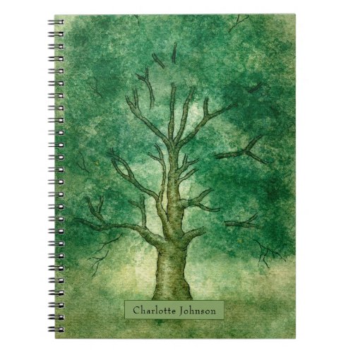  Watercolor Oak Tree Personalized Spiral Notebook