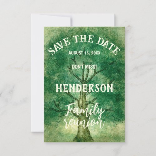 Watercolor Oak Tree Retro Rustic Family Reunion Save The Date