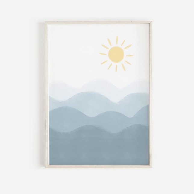Watercolor ocean and sun poster (Creator Uploaded)