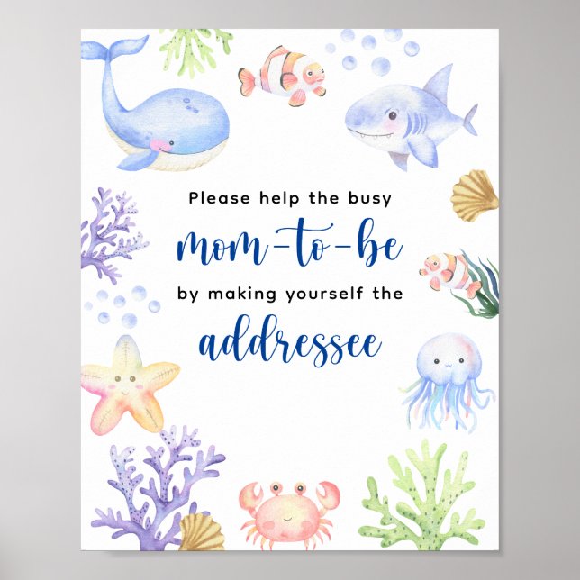 Watercolor ocean animals - Mom to be addressee Poster (Front)