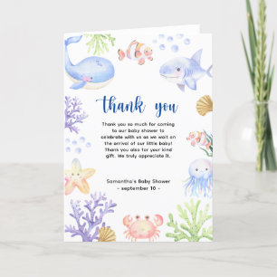 Watercolor ocean animals - thank you baby shower