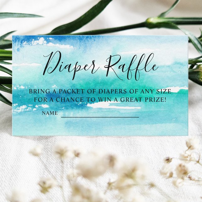 Watercolor Ocean Baby Shower Diaper Raffle  Enclosure Card (Creator Uploaded)