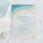 Watercolor Ocean Beach Coastal Wedding Acrylic Invitations
