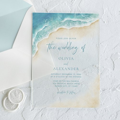 Watercolor Ocean Beach Coastal Wedding