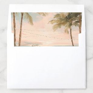 Watercolor Ocean Beach String Lights Wedding Envelope Liner