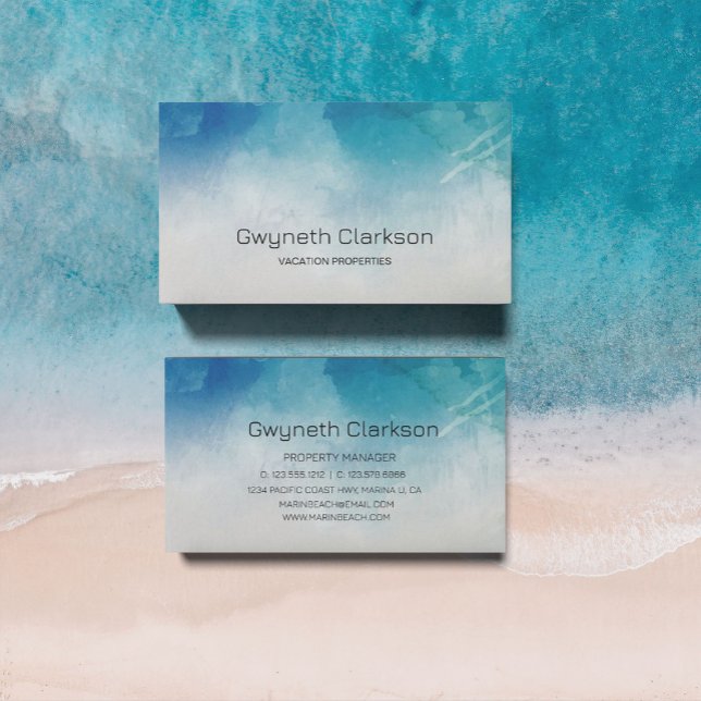 Watercolor Ocean Beach Summer Business Card (Creator Uploaded)