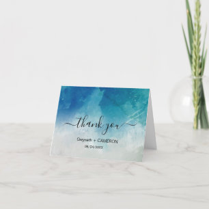 Watercolor Ocean Beach Summer Wedding Thank You Card