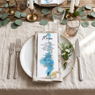 Watercolor Ocean Beach Tropical Island Wedding Menu