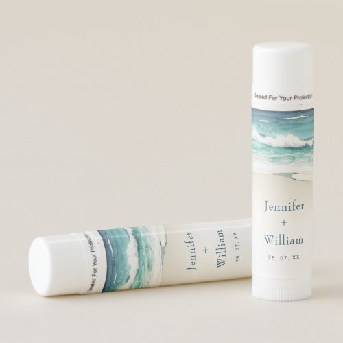 Watercolor Ocean Beach Wedding favor   Lip Balm