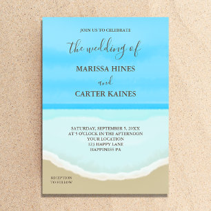 Watercolor Ocean Beach Wedding Invitation