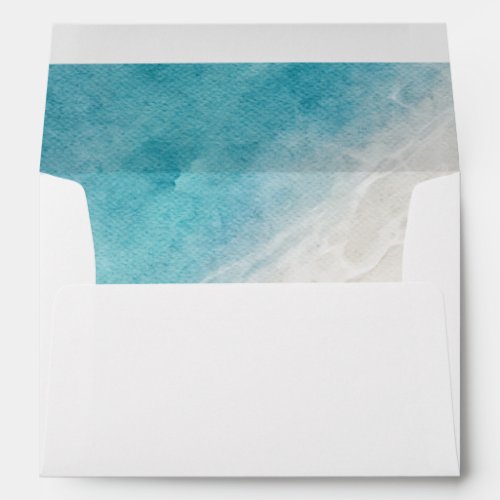 Watercolor Ocean Beach Wedding RSVP Address Envelope