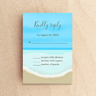 Watercolor Ocean Beach Wedding RSVP Card