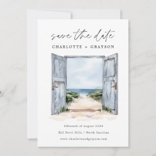 Watercolor Ocean Beach Wedding  Save The Date