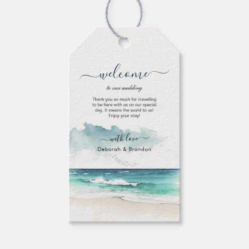 Watercolor Ocean  beach Wedding Welcome tags