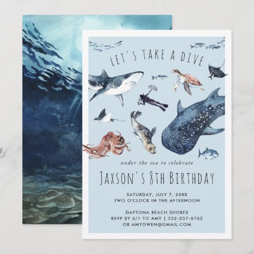 Watercolor Ocean | Birthday Party Invitation